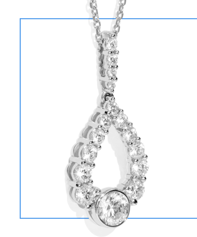 Milestones Diamond Teardrop Dangle Necklace 2 ct tw 10K White Gold 18