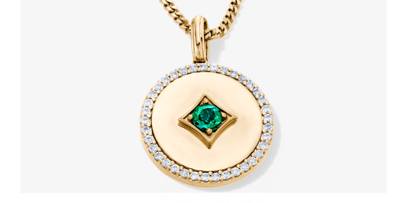 STUDIO BY KAY Lab-Created Emerald & White Lab-Created Sapphire Medallion Halo Necklace 24K Yellow Gold Vermeil Sterling Silver 18
