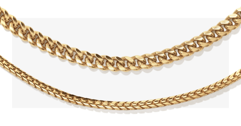 Two examples of gold chains
