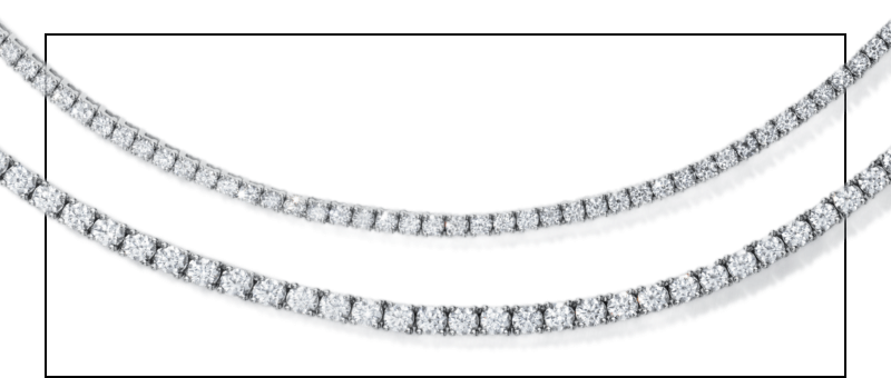 Two examples of self-correcting, no-flip tennis necklaces