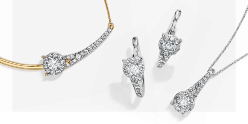 Image showcasing beautiful Lab Grown Diamond Necklaces and Earrings.