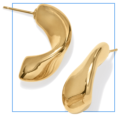 Sculpted Curve Earrings Hollow 14K Yellow Gold