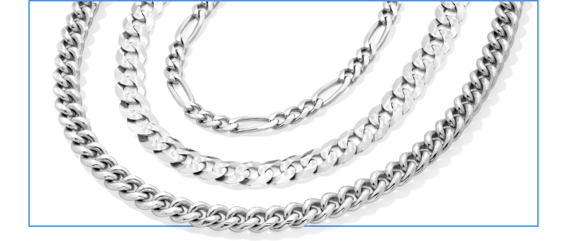 Three examples of silver chains