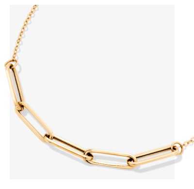 Paperclip Link Necklace Hollow 10K Yellow Gold 18