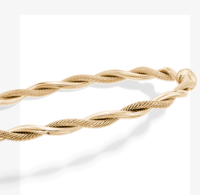 Reaura Twisted Mesh Bangle Bracelet Repurposed 14K Yellow Gold