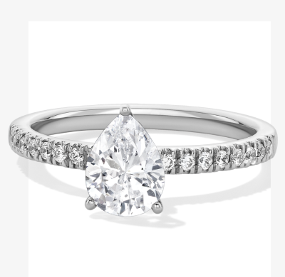 Now + Forever Lab-Grown Diamonds Pear-Shaped Hidden Halo Engagement Ring 1 ct tw 14K White Gold