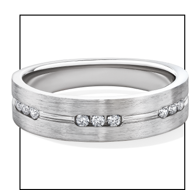 Now + Forever Men's Diamond Trios Brushed Wedding Band 1/5 ct tw 10K White Gold