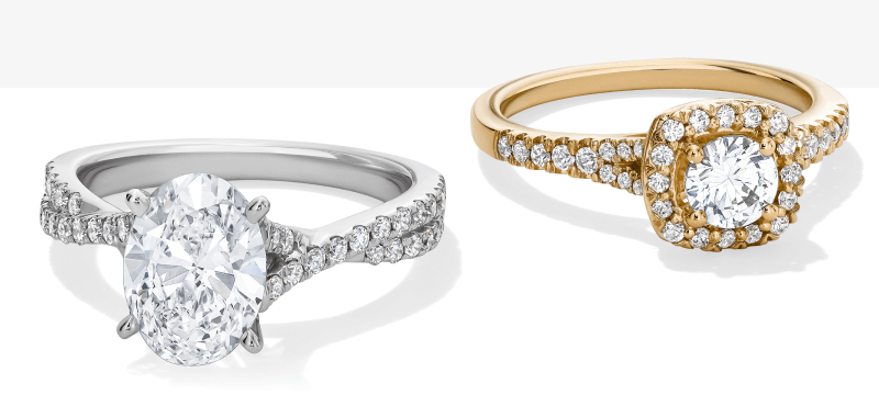 Two examples of lab-grown diamond rings