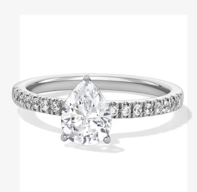 Now + Forever Lab-Grown Diamonds Pear-Shaped Hidden Halo Engagement Ring 1 ct tw 14K White Gold