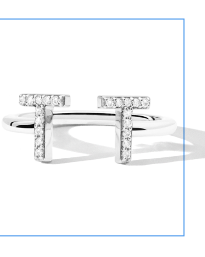 1/20 - 1/8 ct tw Diamond Couple's Initials Open Ring (2 Initials)