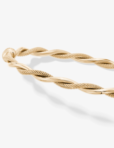 Reaura Twisted Mesh Bangle Bracelet Repurposed 14K Yellow Gold