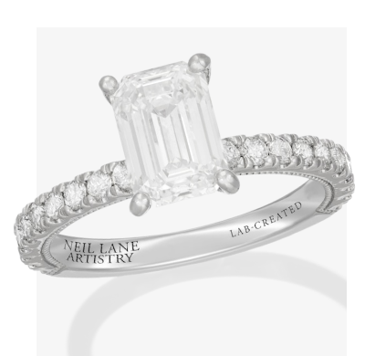Neil Lane Artistry Emerald-Cut Lab-Grown Diamond Engagement Ring 2-1/2 ct tw 14K White Gold