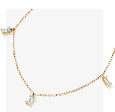 STUDIO BY KAY Baguette-Cut Lab-Grown Diamond Dangle Station Necklace 1/3 ct tw 24K Yellow Gold Vermeil Sterling Silver 18