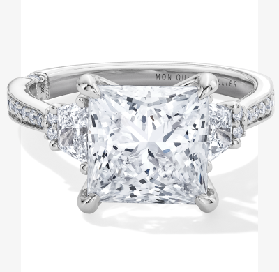 Monique Lhuillier Bliss Princess-Cut Lab-Grown Diamond Engagement Ring 4-5/8 ct tw 18K White Gold