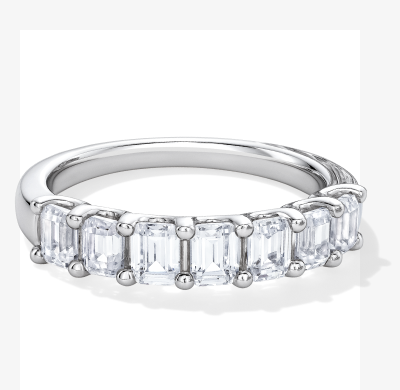 Now + Forever Lab-Grown Diamonds Emerald-Cut Seven-Stone Anniversary Ring 1-1/2 ct tw 14K White Gold