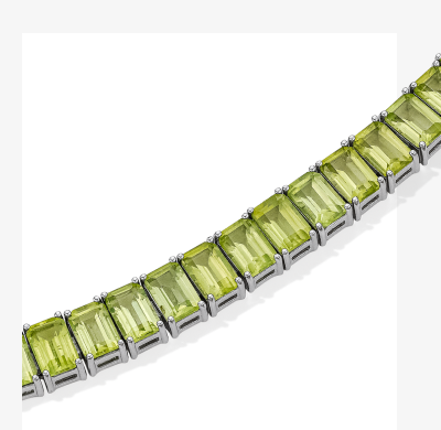 Emerald-Cut Peridot Line Bracelet Sterling Silver 7.25