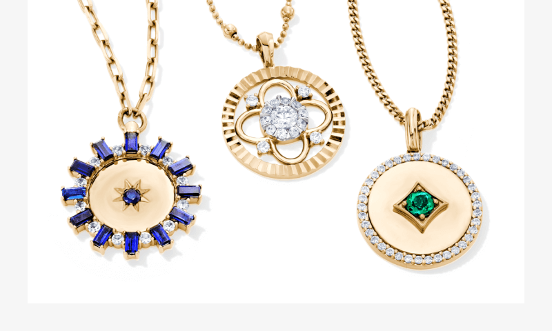 Three examples of stunning Studio by Kay pendants on gold chains