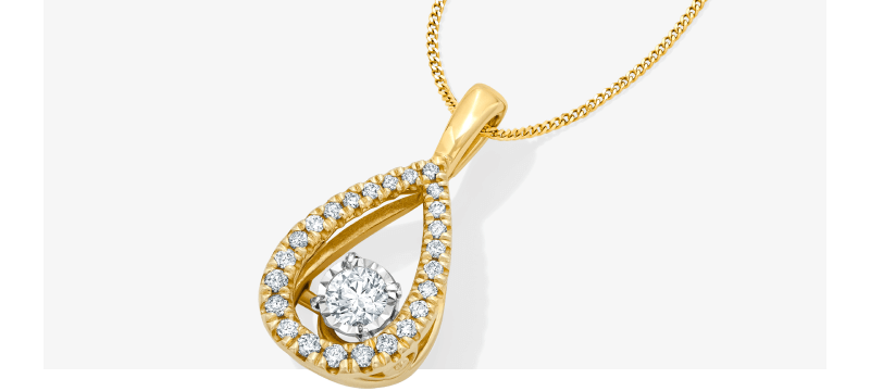 Unstoppable Love Diamond Teardrop Frame Necklace 1/2 ct tw 10K Yellow Gold 19