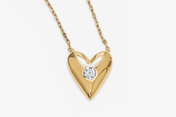 STUDIO BY KAY Diamond Puffed Heart Necklace 1/20 ct tw 24K Yellow Gold Vermeil Sterling Silver 18
