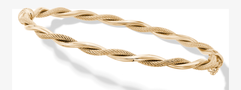 Reaura Twisted Mesh Bangle Bracelet Repurposed 14K Yellow Gold