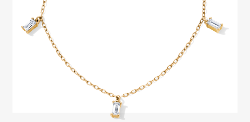 STUDIO BY KAY Baguette-Cut Lab-Grown Diamond Dangle Station Necklace 1/3 ct tw 24K Yellow Gold Vermeil Sterling Silver 18