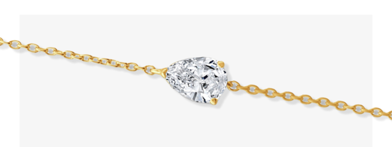 STUDIO BY KAY Pear-Shaped Lab-Grown Diamond Solitaire Bracelet 1/2 ct tw 24K Yellow Gold Vermeil Sterling Silver 7.5