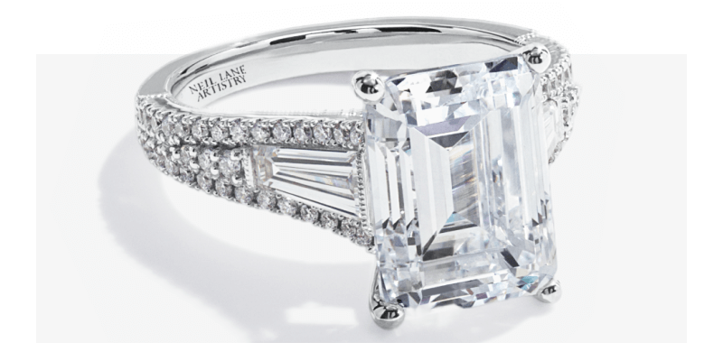 Neil Lane Artistry Emerald-Cut Lab-Grown Diamond Engagement Ring 7-3/8 ct tw 14K White Gold