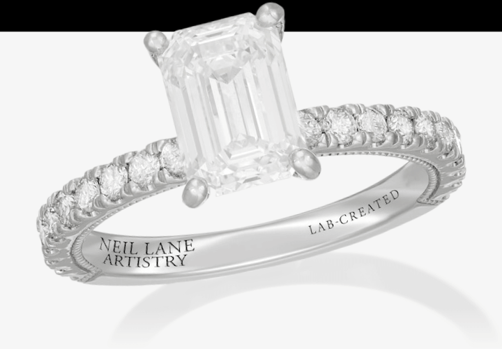Neil Lane Artistry Emerald-Cut Lab-Grown Diamond Engagement Ring 2-1/2 ct tw 14K White Gold