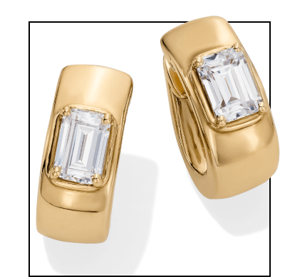 STUDIO BY KAY Lab-Grown Diamonds Emerald-Cut Solitaire Hoop Earrings 1 ct tw 24K Yellow Gold Vermeil Sterling Silver (F/SI2)
