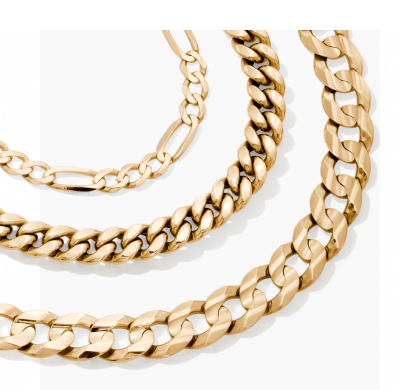 Three examples of gold chains