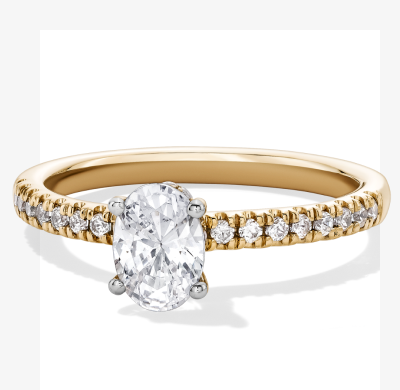 Now + Forever Lab-Grown Diamonds Oval-Cut Hidden Halo Engagement Ring 1 ct tw 14K Yellow Gold