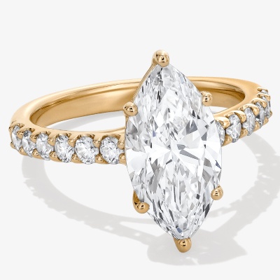 Now + Forever Lab-Grown Diamonds Marquise-Cut Engagement Ring 3-1/2 ct tw 14K Yellow Gold