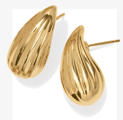 Textured Teardrop Earrings Hollow 14K Yellow Gold