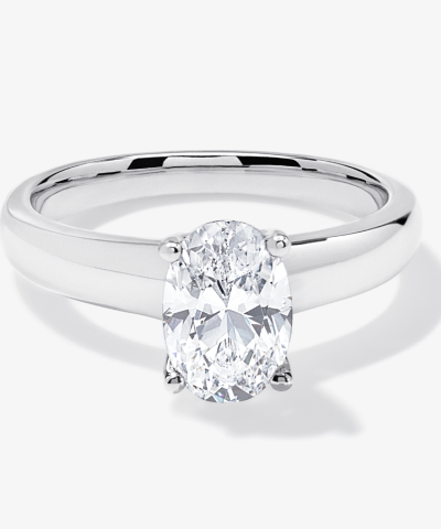 Now + Forever Lab-Grown Diamonds Oval-Cut Solitaire Engagement Ring 1-1/2 ct tw 14K White Gold (F/VS2)