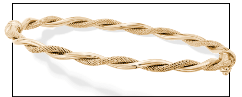 Reaura Twisted Mesh Bangle Bracelet Repurposed 14K Yellow Gold