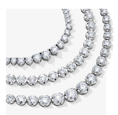 Three examples of tennis necklaces