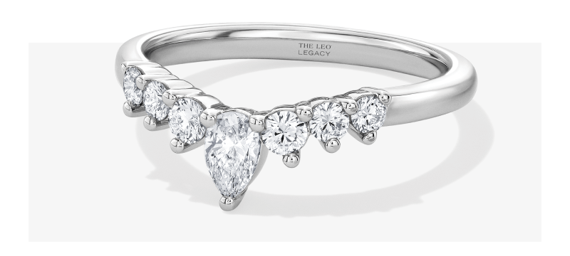 THE LEO Legacy Lab-Grown Diamond Pear-Shaped & Round-Cut Anniversary Ring 1/2 ct tw 14K White Gold