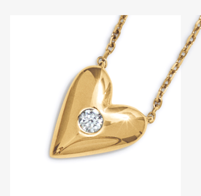 STUDIO BY KAY Diamond Puffed Heart Necklace 1/20 ct tw 24K Yellow Gold Vermeil Sterling Silver 18