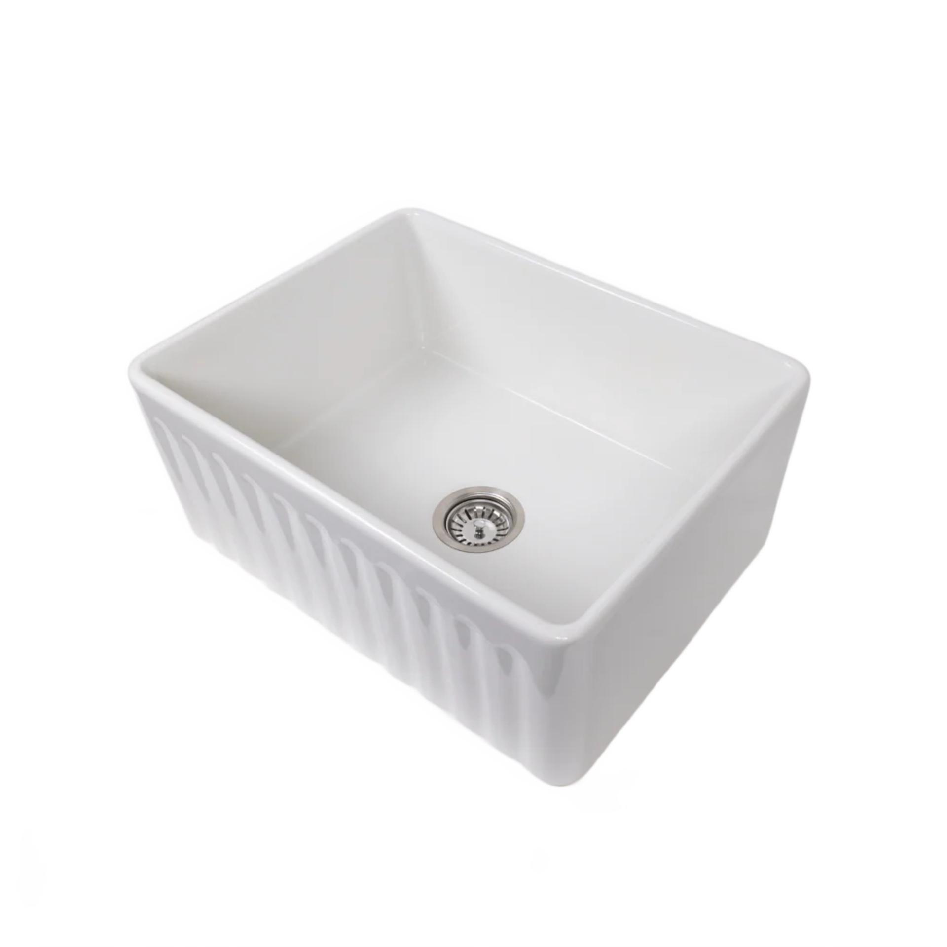Gloss White Farmhouse Fireclay Single Bowl Sink