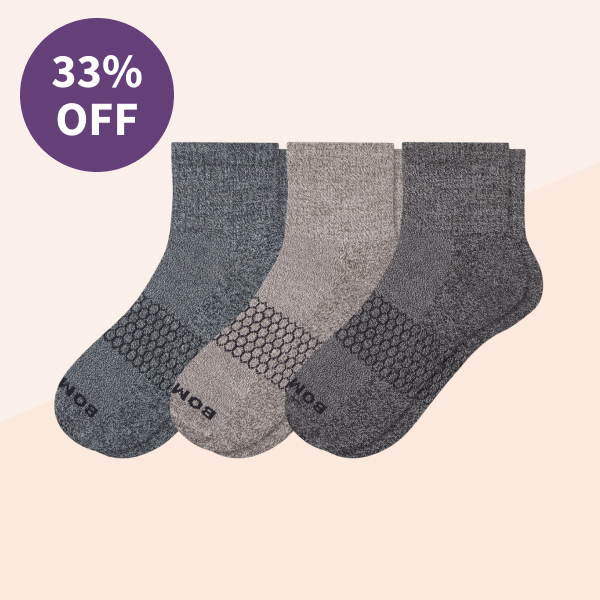 Bombas Assorted 3-Pack Marl Quarter Crew Socks