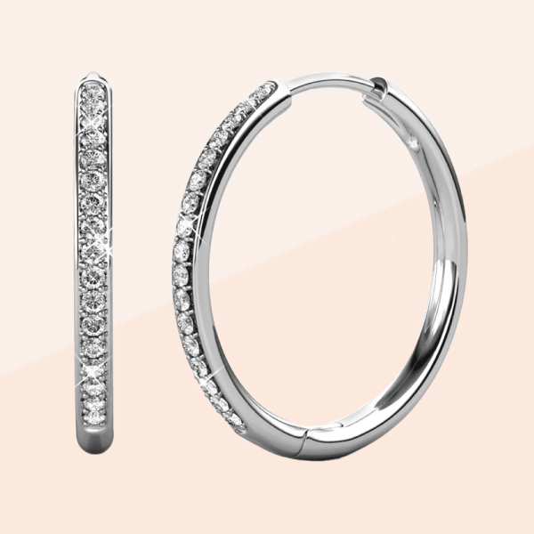 Cate & Chloe Bianca Hoop Earrings with Swarovski Crystals