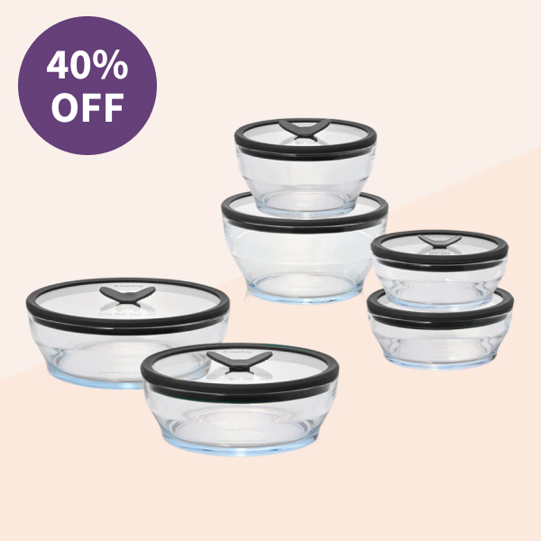 Anyday 12-Piece Glass Round Dish Set