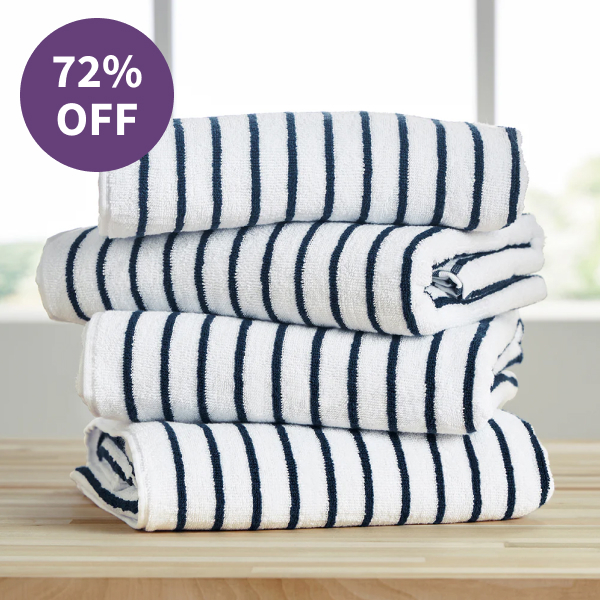 Linens & Hutch 100% Cotton Cabana Towel Set (Pack of 4)