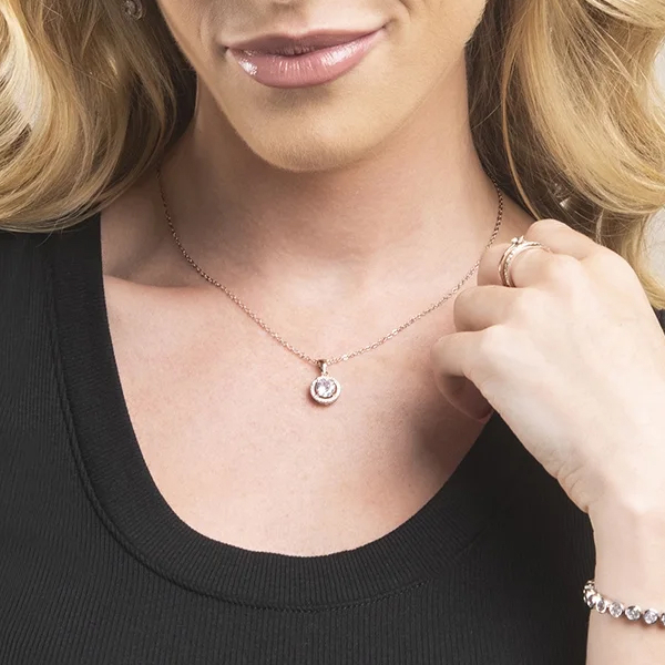 Cate & Chloe Blake 18k White Gold Plated Halo Pendant Necklace