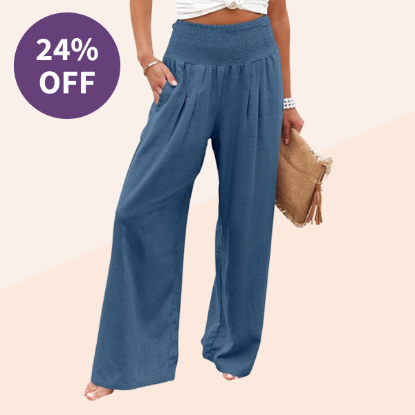 Anrabess Linen Blend Palazzo Pants