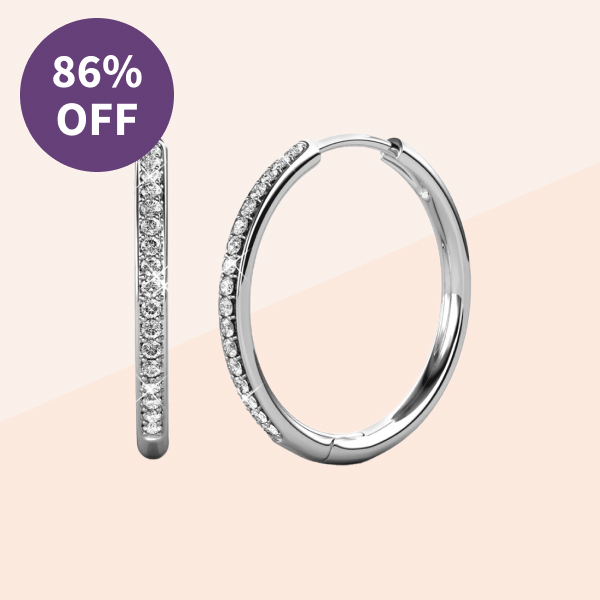 Cate & Chloe Bianca Hoop Earrings with Swarovski Crystals