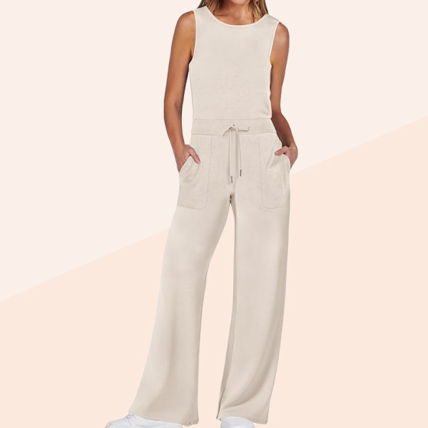 Anrabess Casual Sleeveless Wide Leg Jumpsuit