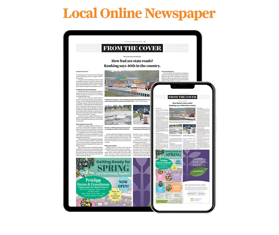 Images of digital website shown on tablet and phone