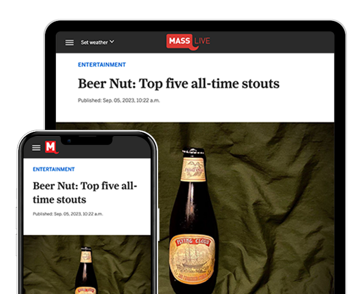 image of news site on tablet and phone