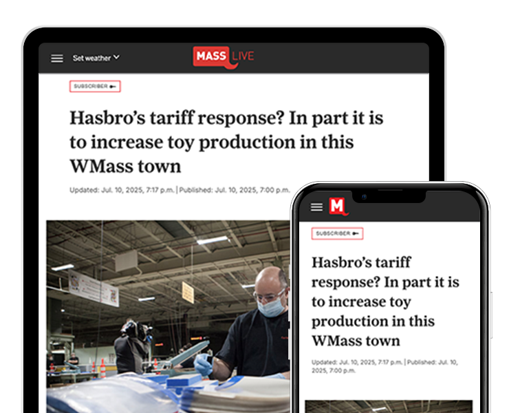 image of news site on tablet and phone